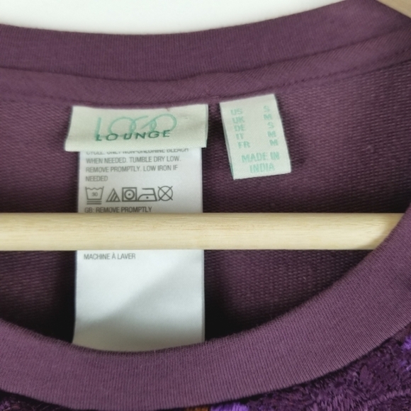 LOGO lounge Small purple crochet lace tunic blouse pockets‎ Artist Smock - Picture 3 of 12